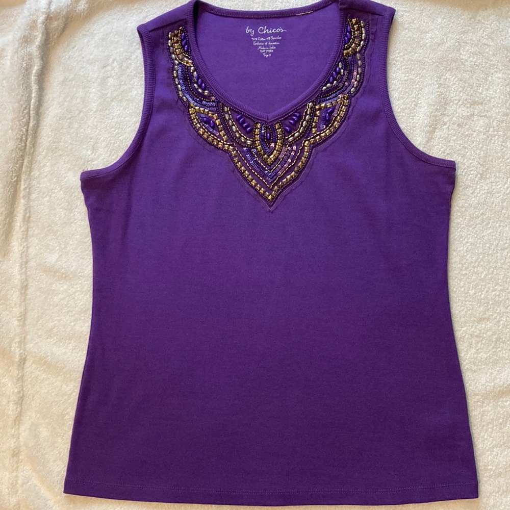 Chico’s Size 2 Bejeweled Tank Top